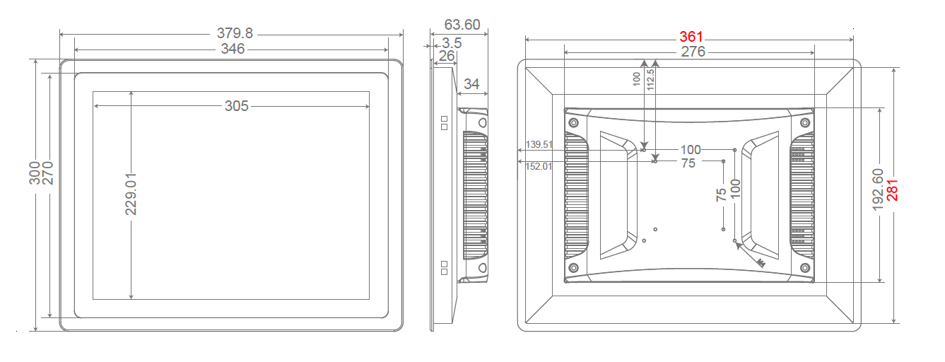 Masse vom Touchscreen