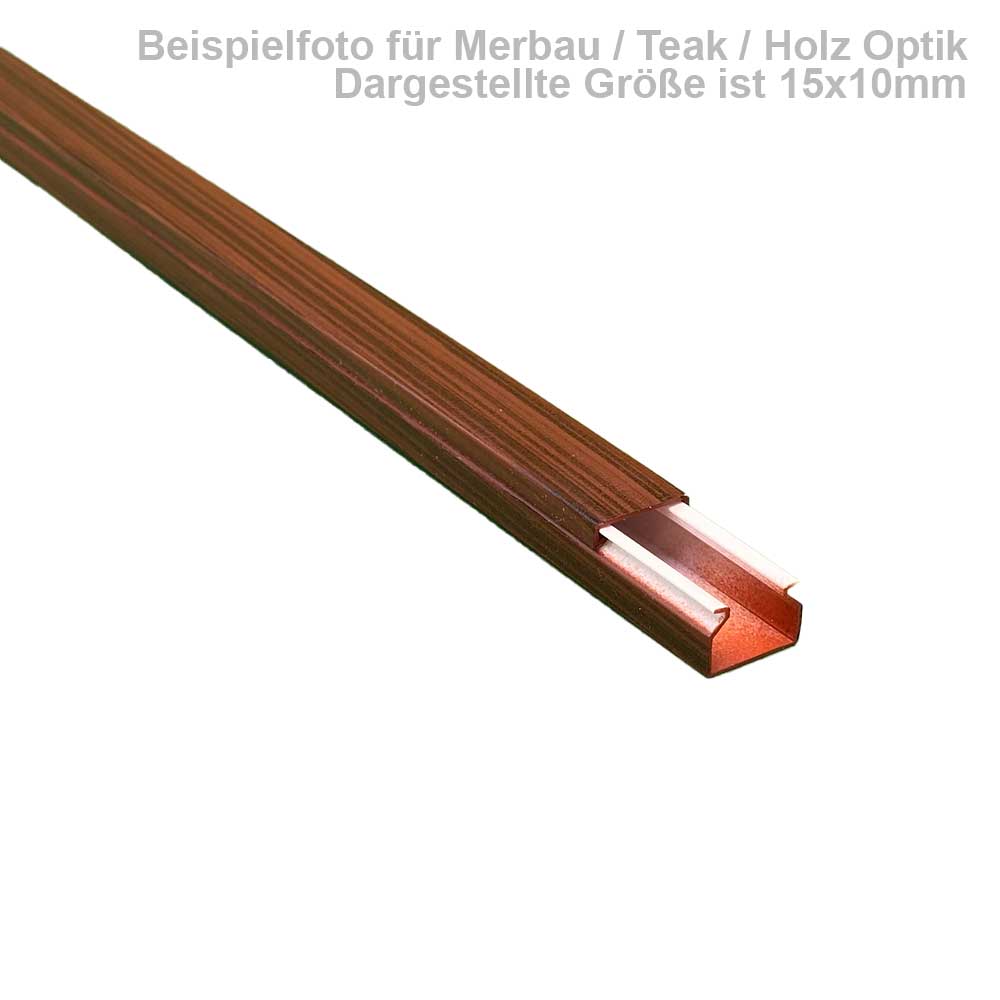 Kabelkanal 15x15 mm Merbau/Teak Holzoptik - Selbstklebend (1m Stück) Kabelkanal 15x15 mm Merbau/Teak Holzoptik - Selbstklebend (1m Stück)