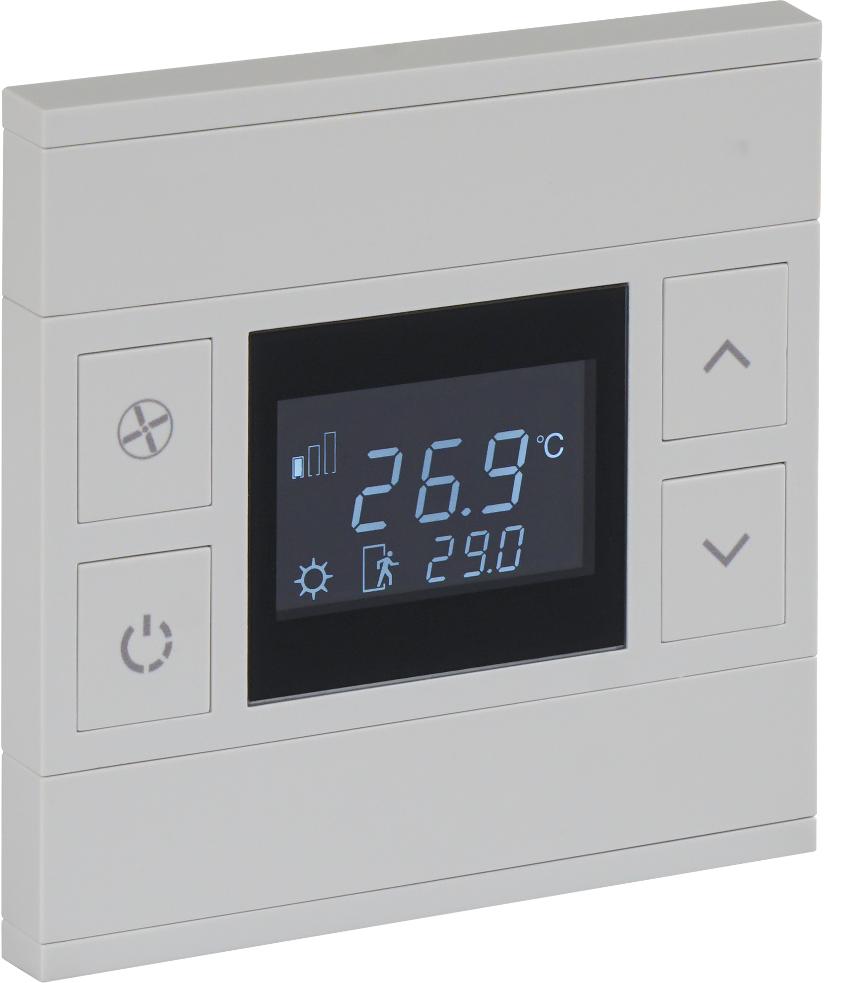 ORIA KNX Temperatursensor Taster hellgrau · 4 Zusatztasten