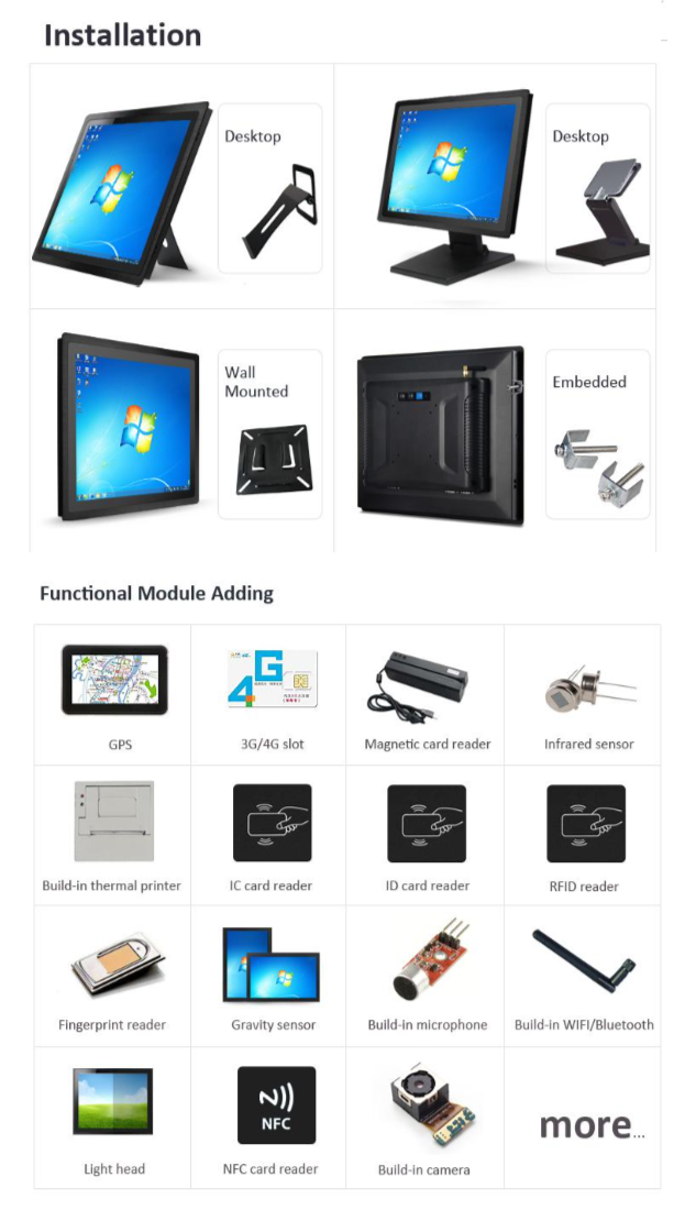 Zusatzausstattung und Installation für Windows Wandeinbau Touchpanel