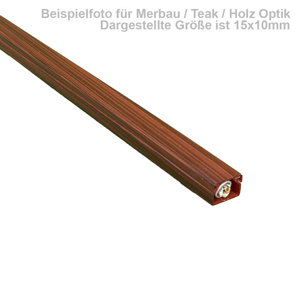 Kabelkanal 15x15 mm Merbau/Teak Holzoptik - Selbstklebend (1m Stück) Kabelkanal 15x15 mm Merbau/Teak Holzoptik - Selbstklebend (1m Stück)