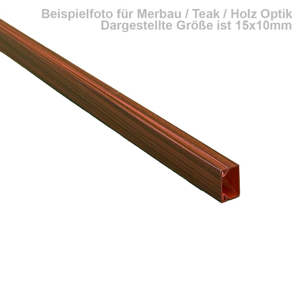 Kabelkanal 15x15 mm Merbau/Teak Holzoptik - Selbstklebend (1m Stück) Kabelkanal 15x15 mm Merbau/Teak Holzoptik - Selbstklebend (1m Stück)