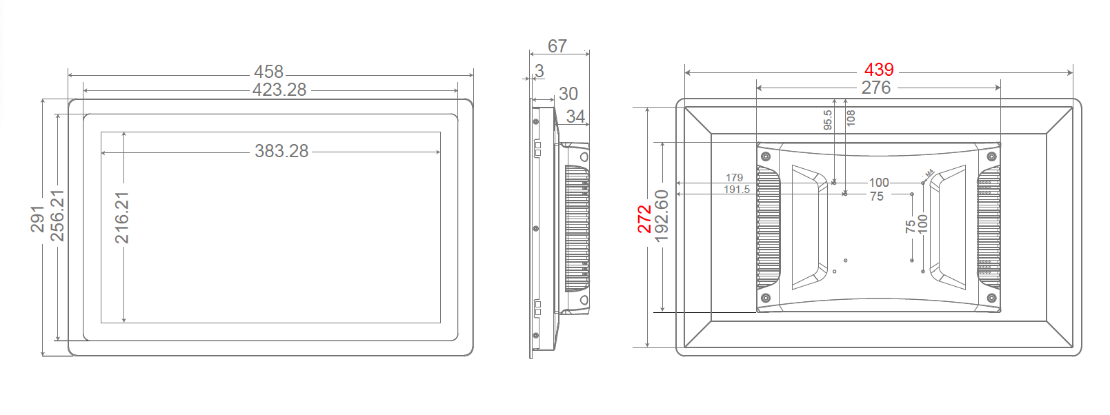 Masse vom Touchscreen