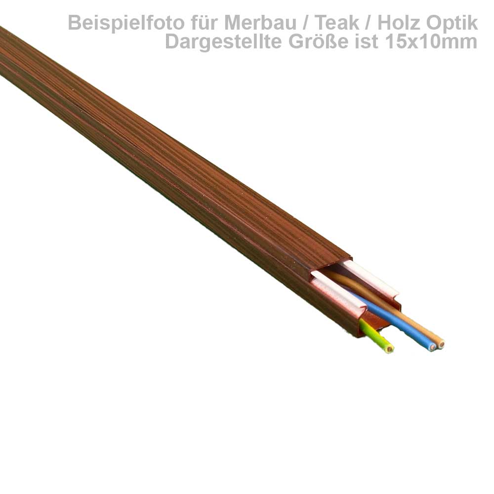 Kabelkanal 15x15 mm Merbau/Teak Holzoptik - Selbstklebend (1m Stück) Kabelkanal 15x15 mm Merbau/Teak Holzoptik - Selbstklebend (1m Stück)
