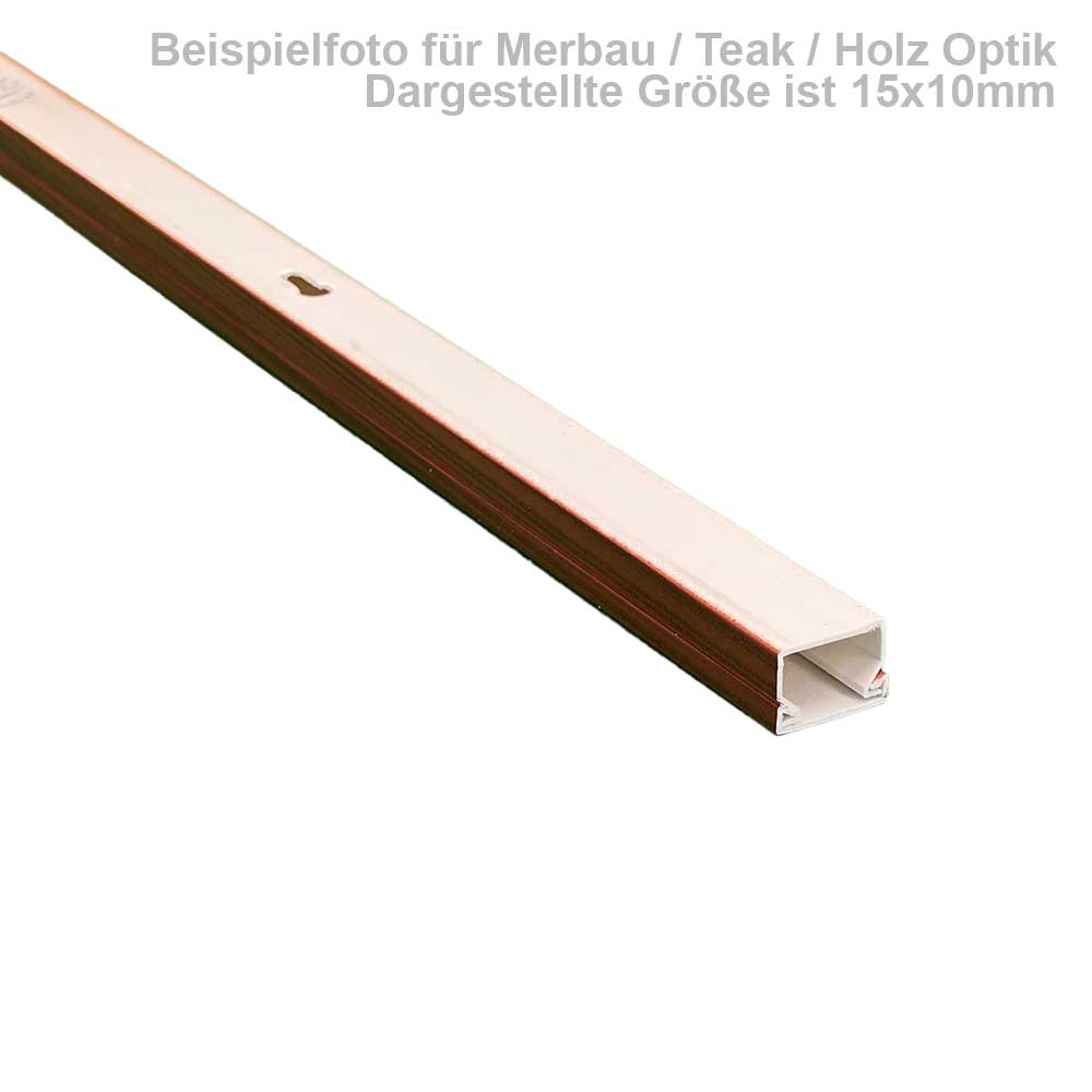 Kabelkanal 40x15 mm Merbau/Teak Holzoptik - Schrauben/Bohren (2x 1m Stück) Kabelkanal 40x15 mm Merbau/Teak Holzoptik - Schrauben/Bohren (2x 1m Stück)