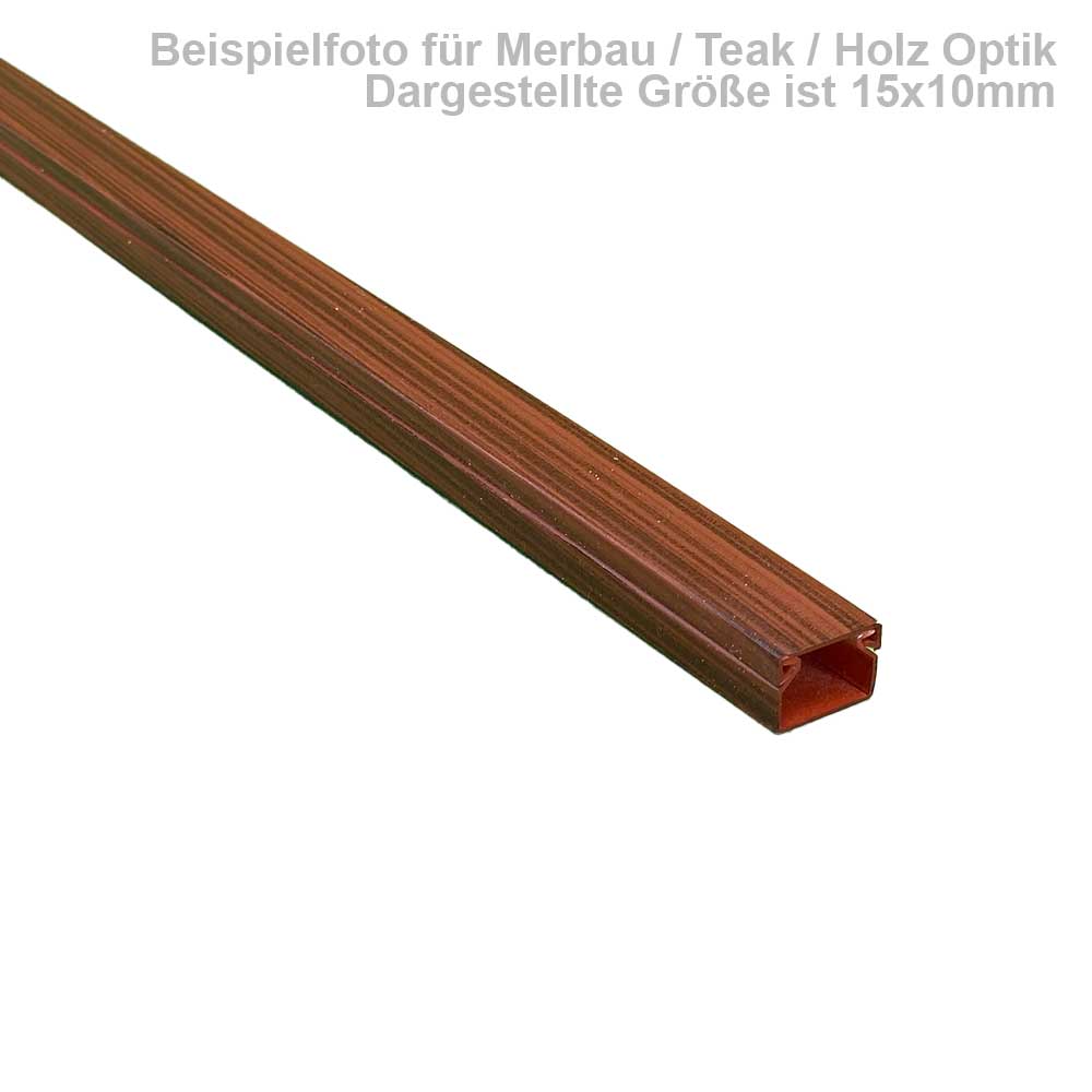 Kabelkanal 15x15 mm Merbau/Teak Holzoptik - Selbstklebend (2x 1m Stück)
