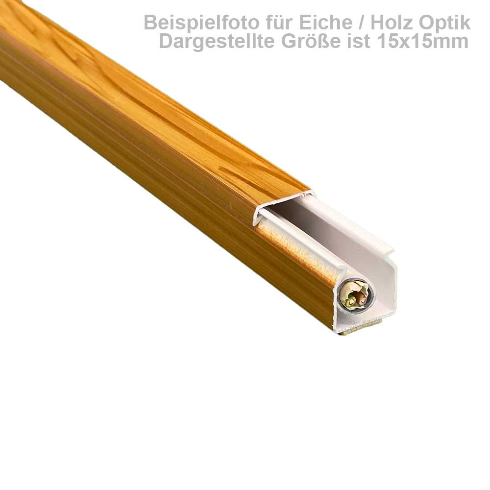 Kabelkanal 12x12 mm – Schraubmontage in Eiche Holz Optik – 1 Meter