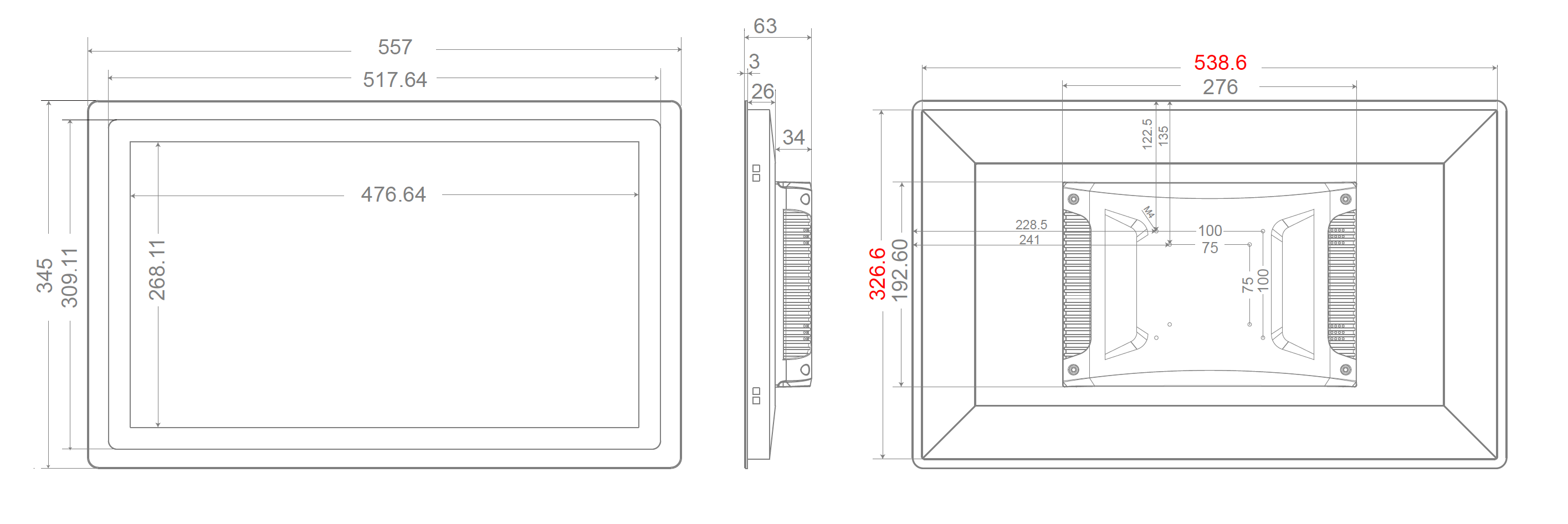 Masse vom Touchscreen